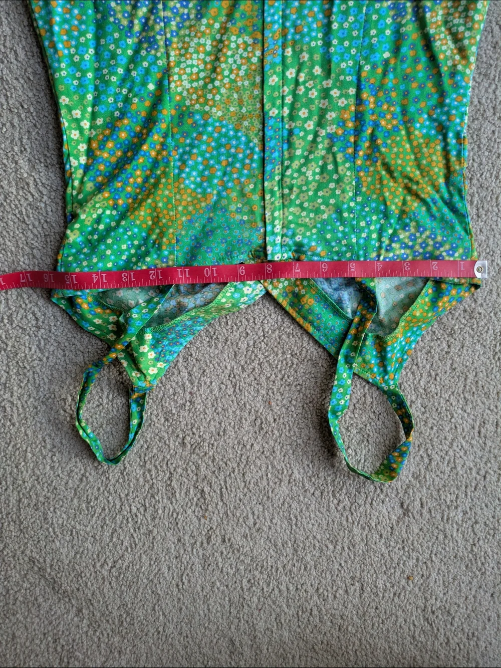 Aqua Blues Spring Summer Vintage Green Floral Mini Sundress - Picture 8 of 9